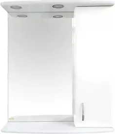 Зеркальный шкаф Misty Астра Э-Аст04060-01СвП 61,5x72 см R, с подсветкой, выключателем, белый глянец