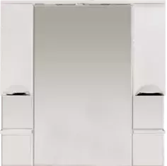Зеркальный шкаф Misty София П-Соф02100-011Св 100x116 см, с подсветкой, выключателем, белый глянец