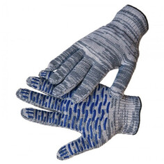Перчатки, рукавицы перчатки ХБ 6 Н с ПВХ волна серые