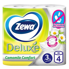 Бумага туалетная бумага туалетная ZEWA Deluxe 4шт в уп. 3-слойные 145 листов аромат ромашка