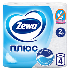 Бумага туалетная бумага туалетная ZEWA Плюс 4 шт./уп. 2-сл 184 листов, без аромата
