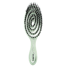 Detangling bio hair brush with natural boar bristle Green Подвижная био-расческа для волос c натуральной щетиной зеленая Solomeya