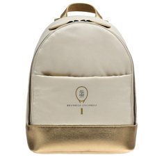 Рюкзак с золотым лого, белый Brunello Cucinelli
