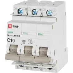 Автоматический выключатель EKF ВА47-63 3P C10 A 4.5 кА