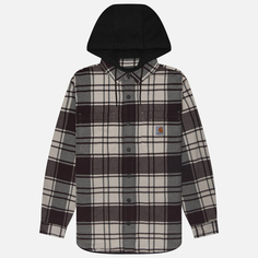 Мужская рубашка Carhartt Rugged Flex Relaxed Fit Flannel Fleece Lined Hooded, цвет белый