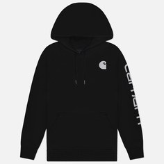 Женская толстовка Carhartt Relaxed Fit Midweight Logo Sleeve Graphic Hoodie, цвет чёрный