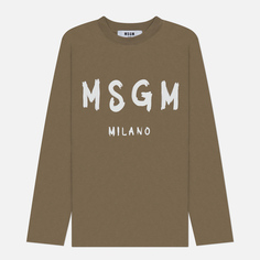 Женский лонгслив MSGM MSGM Milano Brush Stroke, цвет оливковый