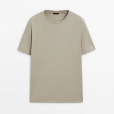 Футболка Massimo Dutti Short Sleeve Mercerised Cotton, бежевый