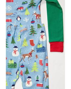 Пижамный комплект Hatley Christmas Morning Cotton Raglan Pajama Set, синий