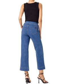 Джинсы HUE High-Rise Shredded Cropped Denim Flare, цвет Medium Wash