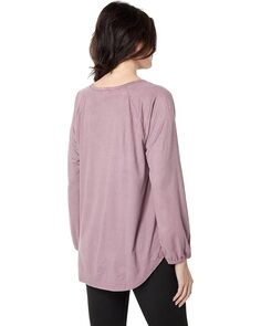 Футболка Dylan by True Grit Luxe Suede Knit Long Sleeve V-Neck Tee, цвет Berry Blush