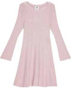 Платье MILLY MINIS Metallic Button Shoulder Sweaterdress, цвет Blush