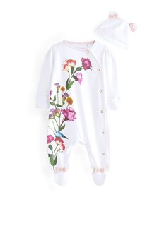 Комбинезон BAKER BY TED BAKER WHITE FLORAL SLEEPSUIT AND HAT SET, цвет white