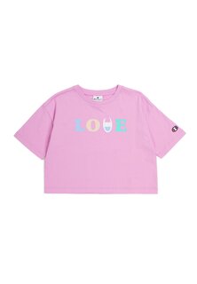 Футболка с принтом CREWNECK CROP ICONS Champion, цвет rose