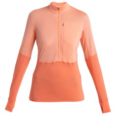 Рубашка из мериноса Icebreaker Women&apos;s Realfleece Descender L/S Half Zip, цвет Glow/Tang/Colour Block