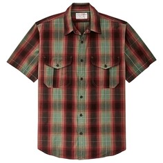 Рубашка Filson Washed S/S Feather Cloth Shirt, цвет Green/Red/Black Ombre