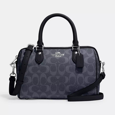 Сумка Coach Outlet Rowan Satchel In Signature Canvas, джинсовый/полночно-синий/серебристый