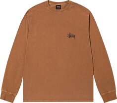 Лонгслив Stussy Basic Pigment Dyed Long-Sleeve Tee &apos;Almond&apos;, коричневый