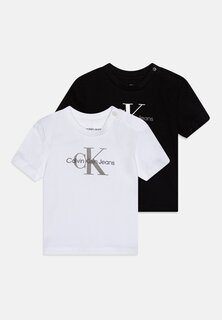 Футболка с принтом EXCLUSIVE BABY MONOLOGO UNISEX 2 PACK Calvin Klein Jeans, цвет black/bright white