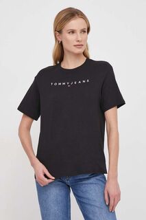 Хлопковая футболка Tommy Jeans, черный