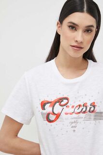 Хлопковая футболка Guess, белый