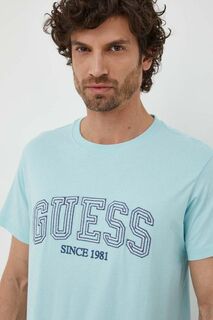 Хлопковая футболка Guess, синий