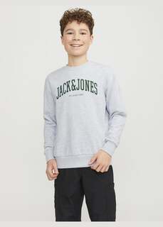 Jack and Jones Белый свитшот с круглым вырезом для мальчиков (8–16 лет), серый