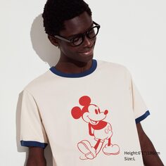 Футболка флисовая Uniqlo Mickey Stands с рисунком, молочный