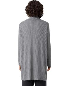 Свитер Eileen Fisher High Collar Cardigan in Peruvian Organic Cotton Tencel, угольный