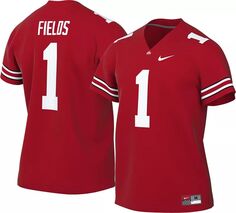 Мужская футбольная майка Nike Ohio State Buckeyes Justin Fields #1 Scarlet Dri-FIT Game