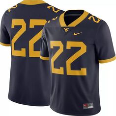 Мужская футбольная майка Nike West Virginia Mountaineers #22 синего цвета Dri-FIT Game