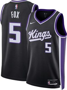 Мужская черная майка Nike Sacramento Kings De&apos;Aaron Fox #5 Dri-FIT Swingman