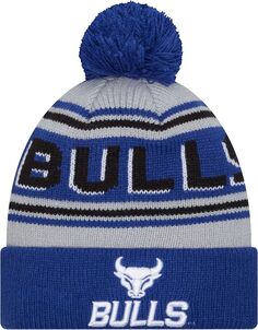 Мужская шапка-бини New Era Buffalo Bulls с синим помпоном и надписью