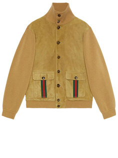 Куртка Gucci Suede bomber, бежевый