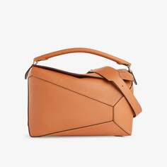 Большая кожаная сумка через плечо puzzle edge Loewe, цвет tan