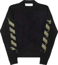 Толстовка Off-White Reverse Arrow Diag Knit Crewneck &apos;Black/Green&apos;, черный