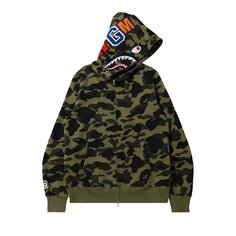 BAPE 1st Camo Shark Толстовка на молнии на всю длину, цвет Зеленый