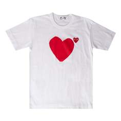 Футболка Comme des Garçons Play T-Shirt With 2 Small Red Hearts &apos;White&apos;, белый