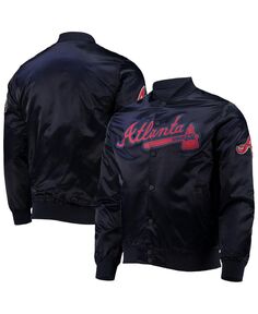 Мужская темно-синяя атласная куртка с длинными кнопками Atlanta Braves Wordmark Pro Standard