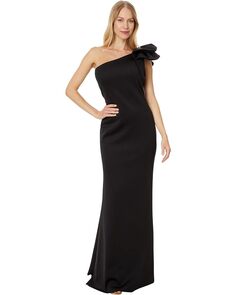 Платье Betsy &amp; Adam Long Scuba Crepe One Shoulder Gown, черный