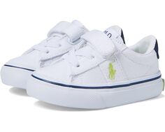 Кроссовки Polo Ralph Lauren Sayer PS, цвет White Recycled Canvas/Navy/Citron/Citron Pony Player