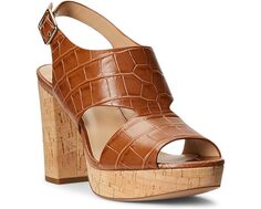 Туфли LAUREN Ralph Lauren Feona Crocodile-Embossed Leather Sandal, цвет Honey