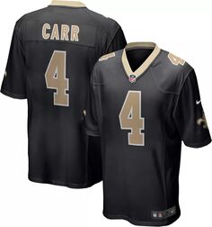 Мужская черная игровая майка Nike New Orleans Saints Derek Carr #4