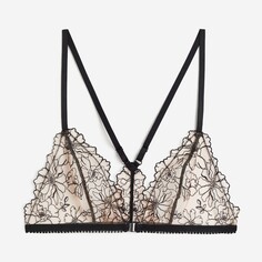 Бюстгальтер H&amp;M Soft-cup Lace, светло-бежевый/черный H&M