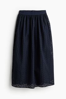 Юбка H&amp;M Eyelet Embroidery Maxi, темно-синий H&M