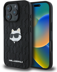 Karl Lagerfeld Чехол Monogram Choupette для iPhone 16 Pro Max, черный