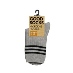 Мужские однотонные носки Good Socks Лапша/Полоски Светло-серый р.39-43