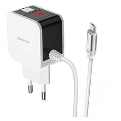 Сетевое зарядное устройство Borofone BA41A Power Lake, 2хUSB, с экраном, встроенный кабель micro-USB, белое (25837) BA41A Power Lake, 2хUSB, с экраном, встроенный кабель micro-USB, белое (25837)