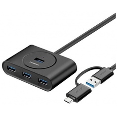 Хаб UGREEN CR113 (40850) USB 3.0 Hub with USB-C Port. 1 м. черный