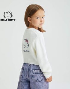 Белый кардиган с аппликацией Hello Kitty для девочки Gloria Jeans